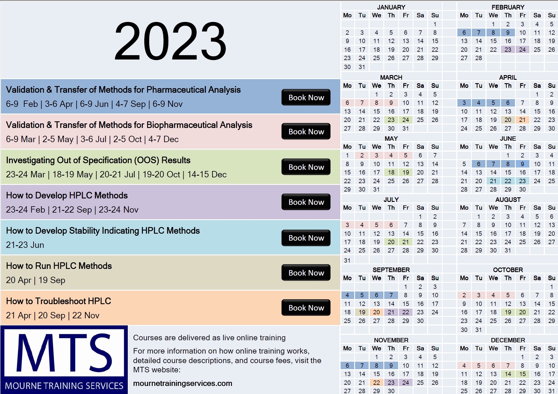 Course Calendar 2023